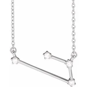 14K White .08 CTW Natural Diamond Aries 16-18" Necklace