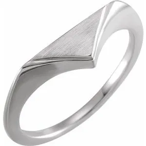 14K White 11.5x6 mm Geometric Signet Ring