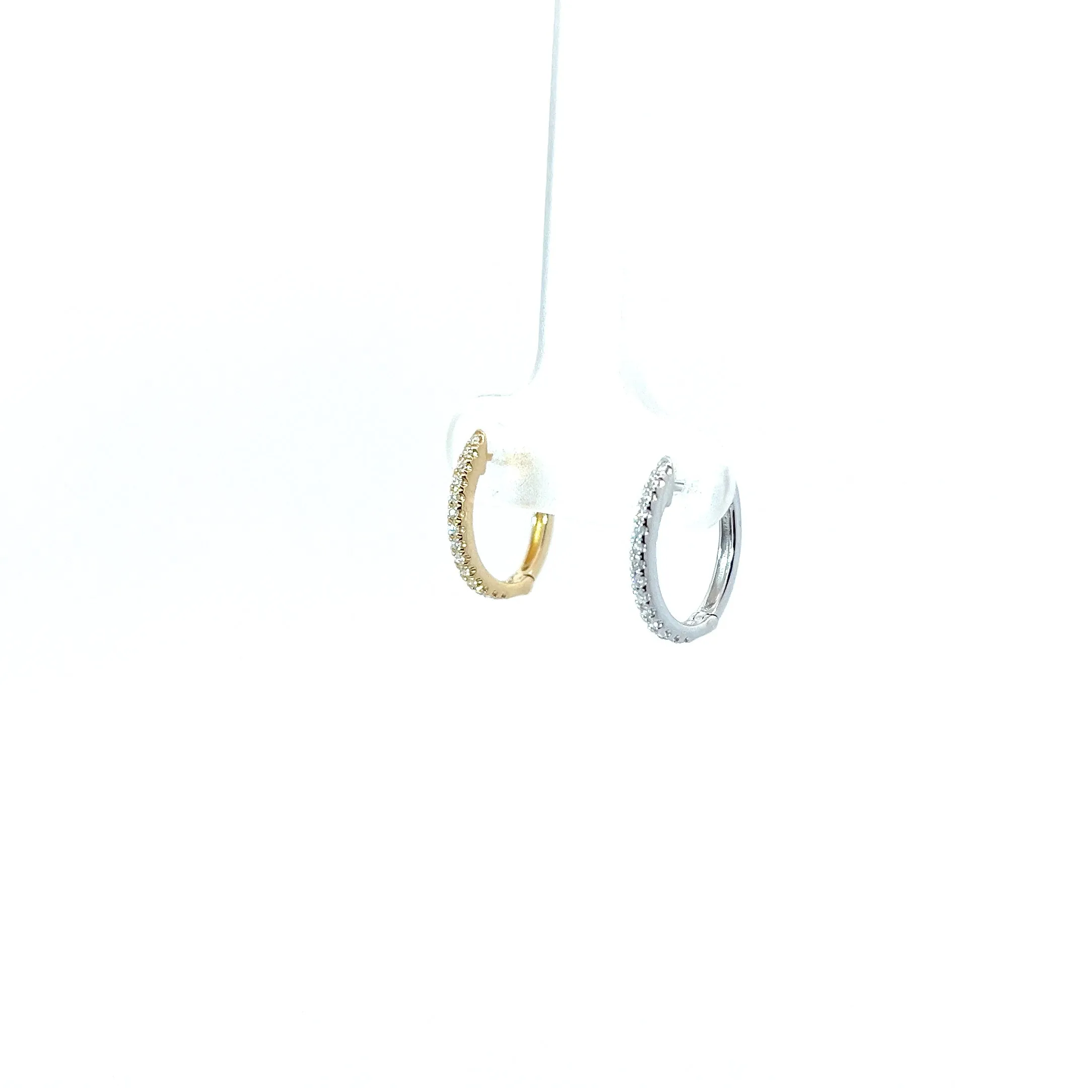 14k White Gold .10ct G SI1 Round Small Diamond Hoop Earrings
