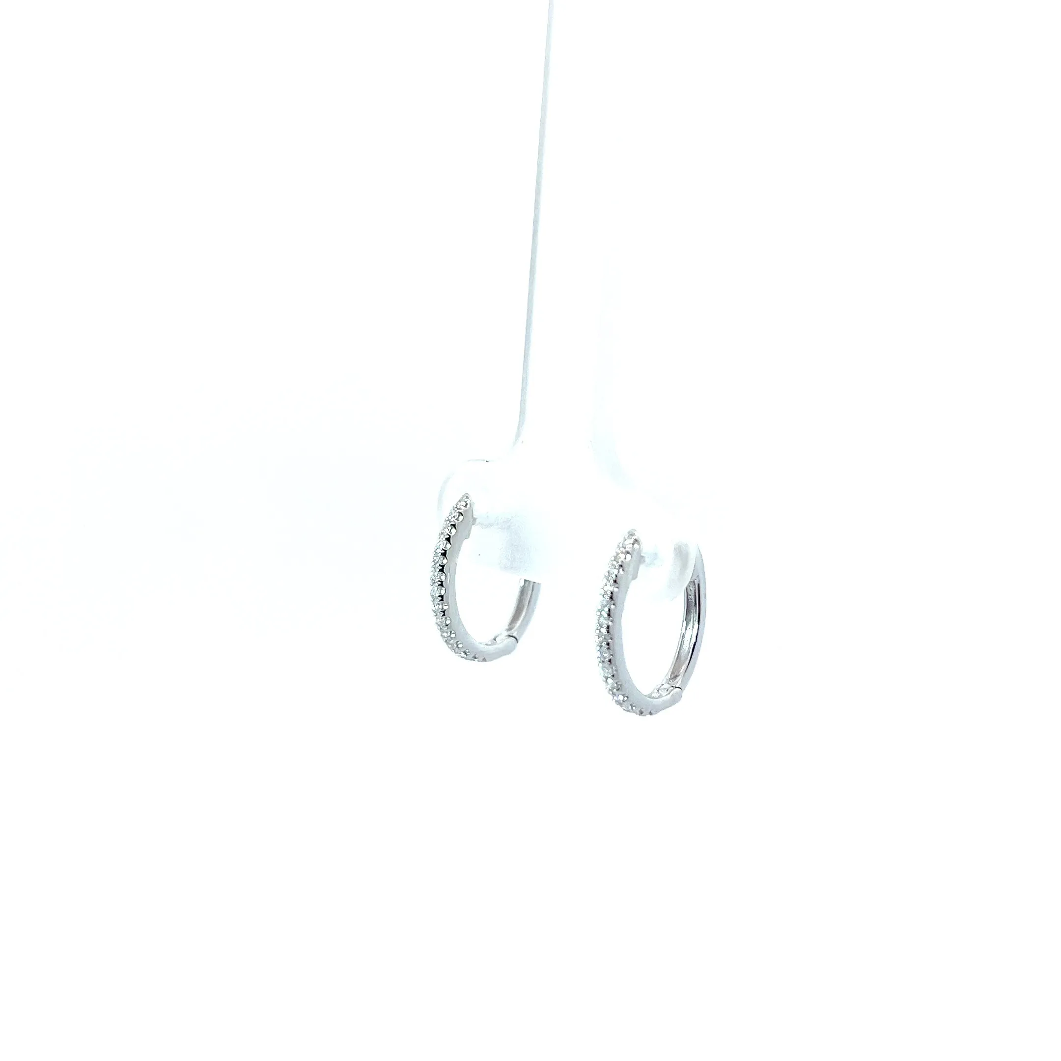 14k White Gold .10ct G SI1 Round Small Diamond Hoop Earrings
