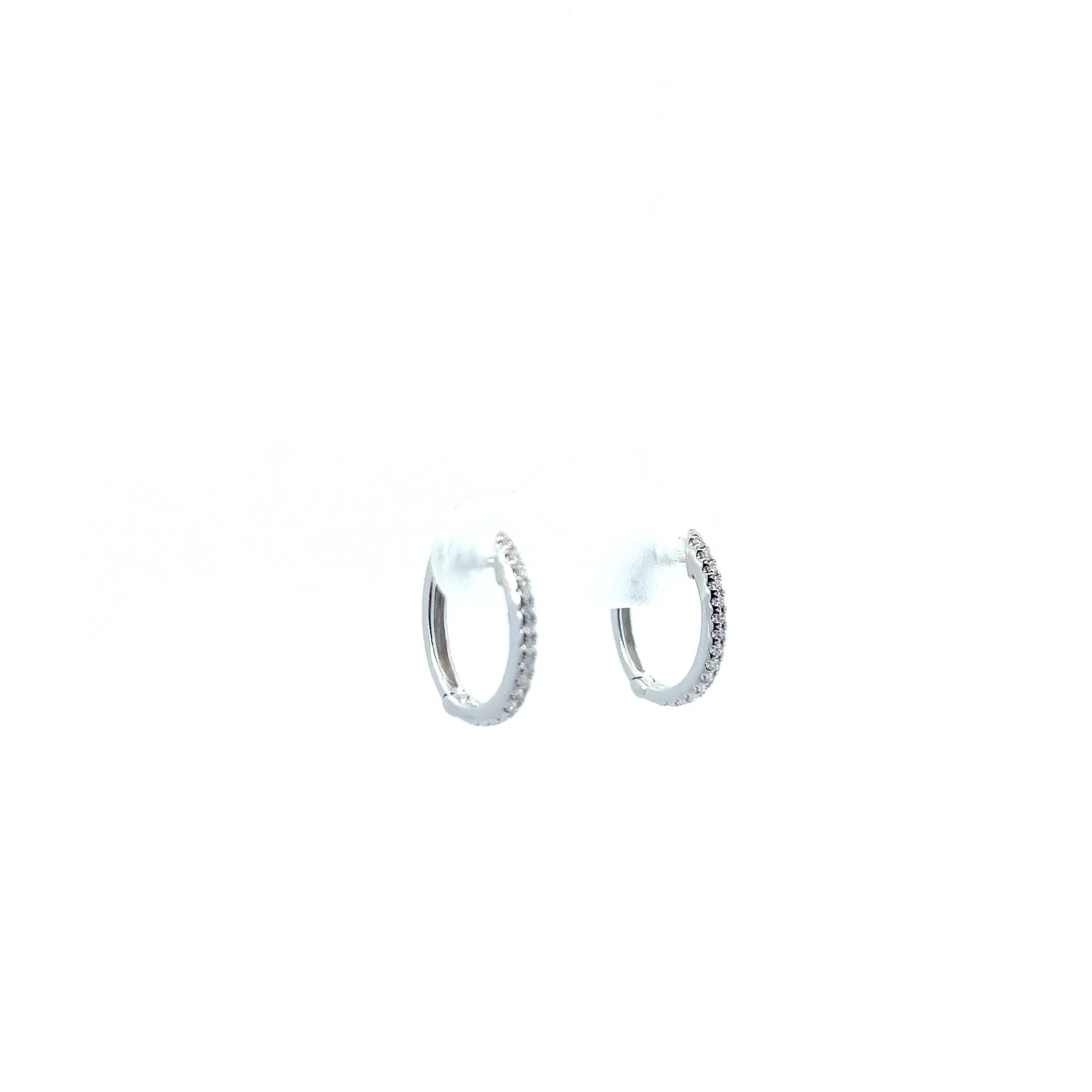 14k White Gold .10ct G SI1 Round Small Diamond Hoop Earrings