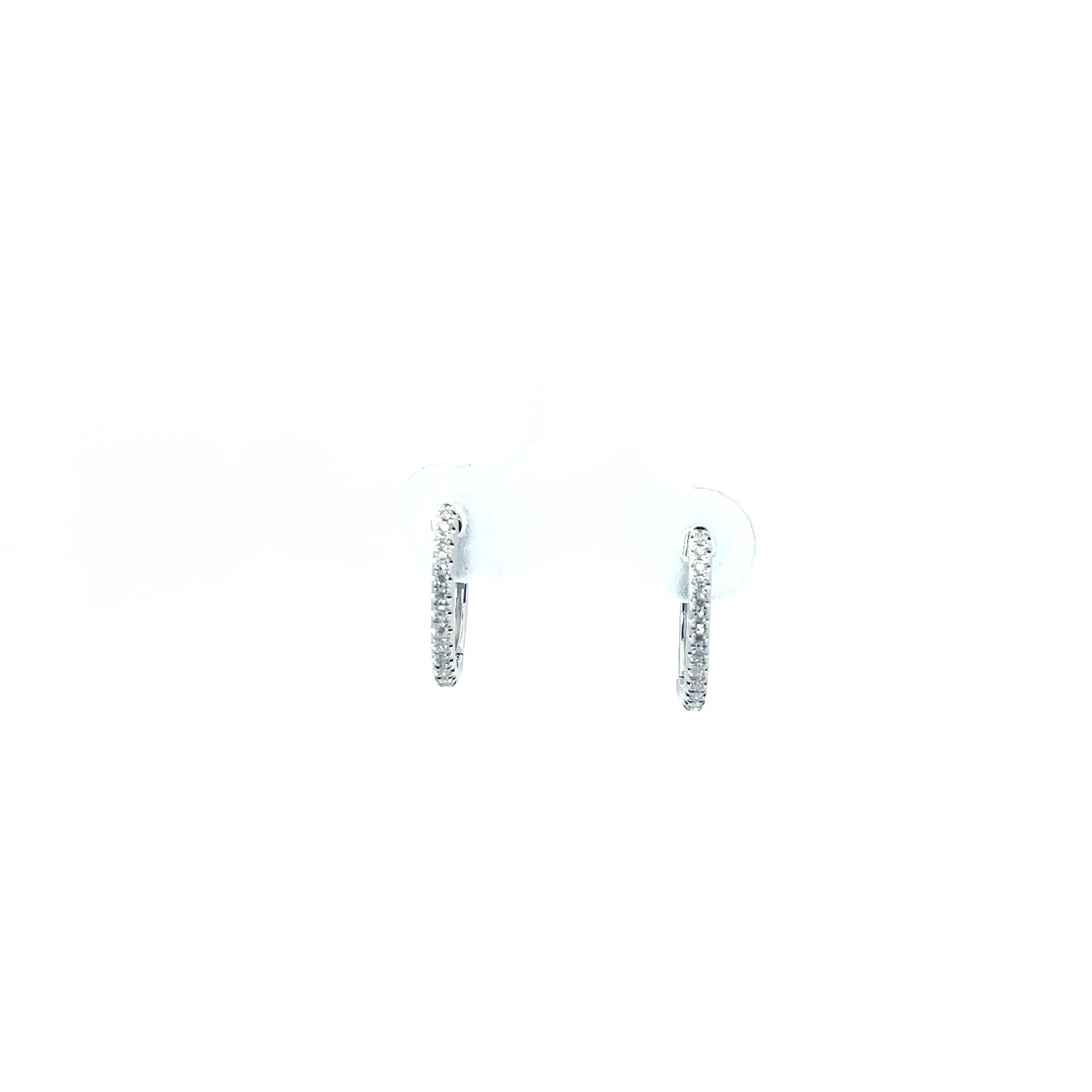 14k White Gold .10ct G SI1 Round Small Diamond Hoop Earrings