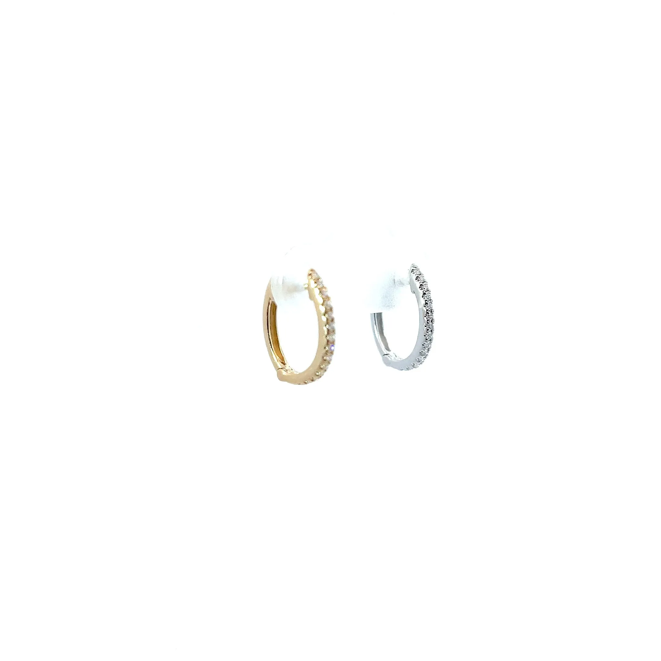 14k White Gold .10ct G SI1 Round Small Diamond Hoop Earrings