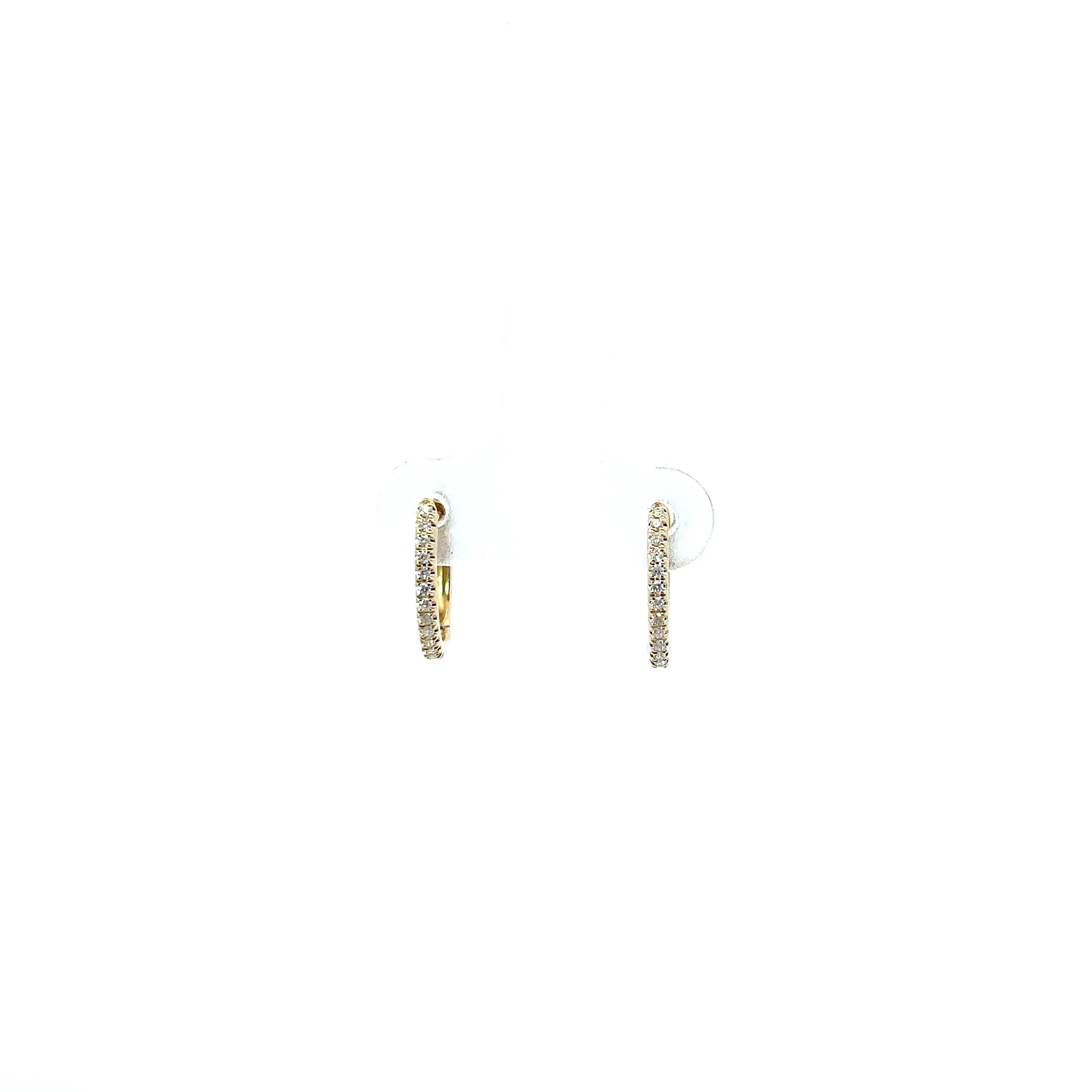 14k White Gold .10ct G SI1 Round Small Diamond Hoop Earrings