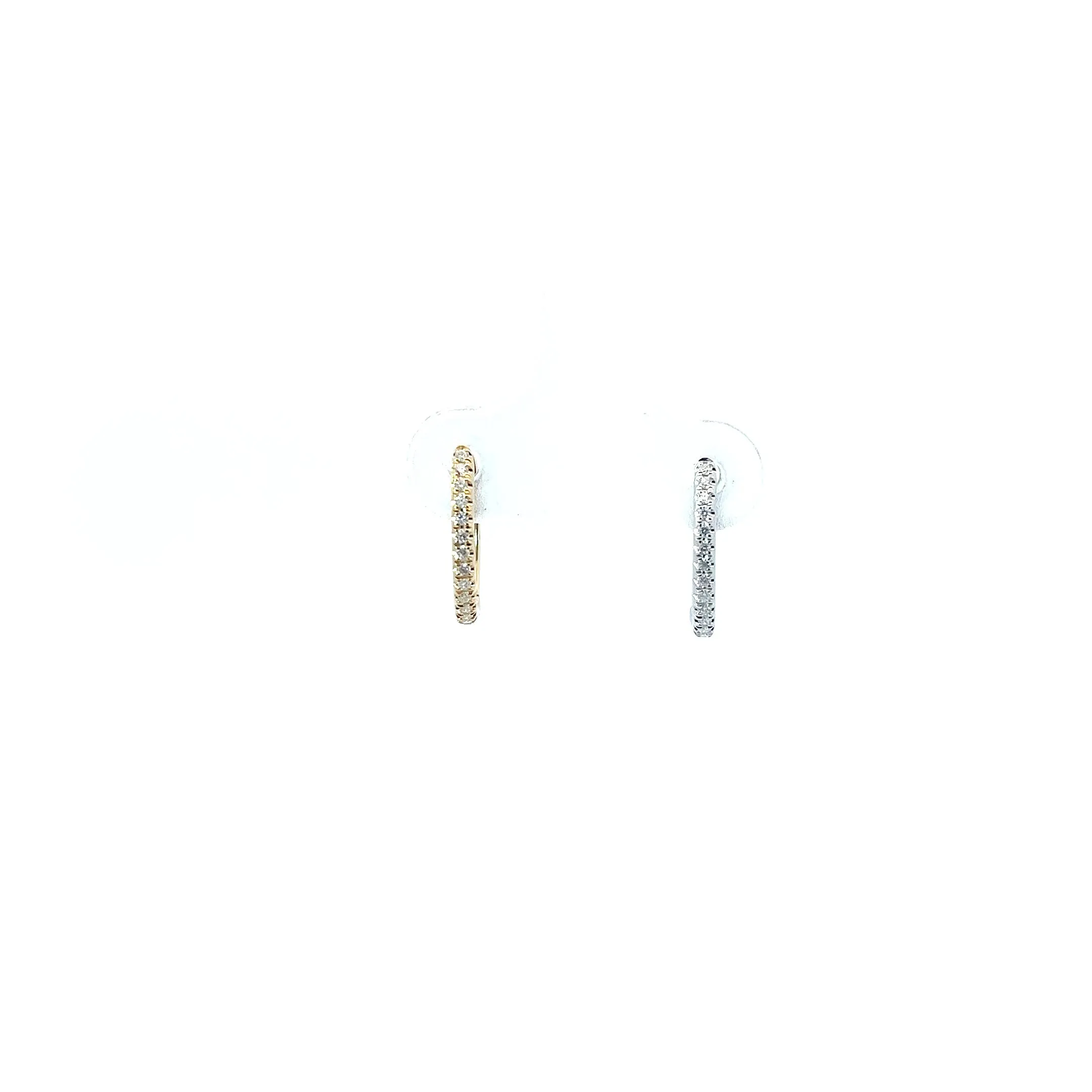 14k White Gold .10ct G SI1 Round Small Diamond Hoop Earrings