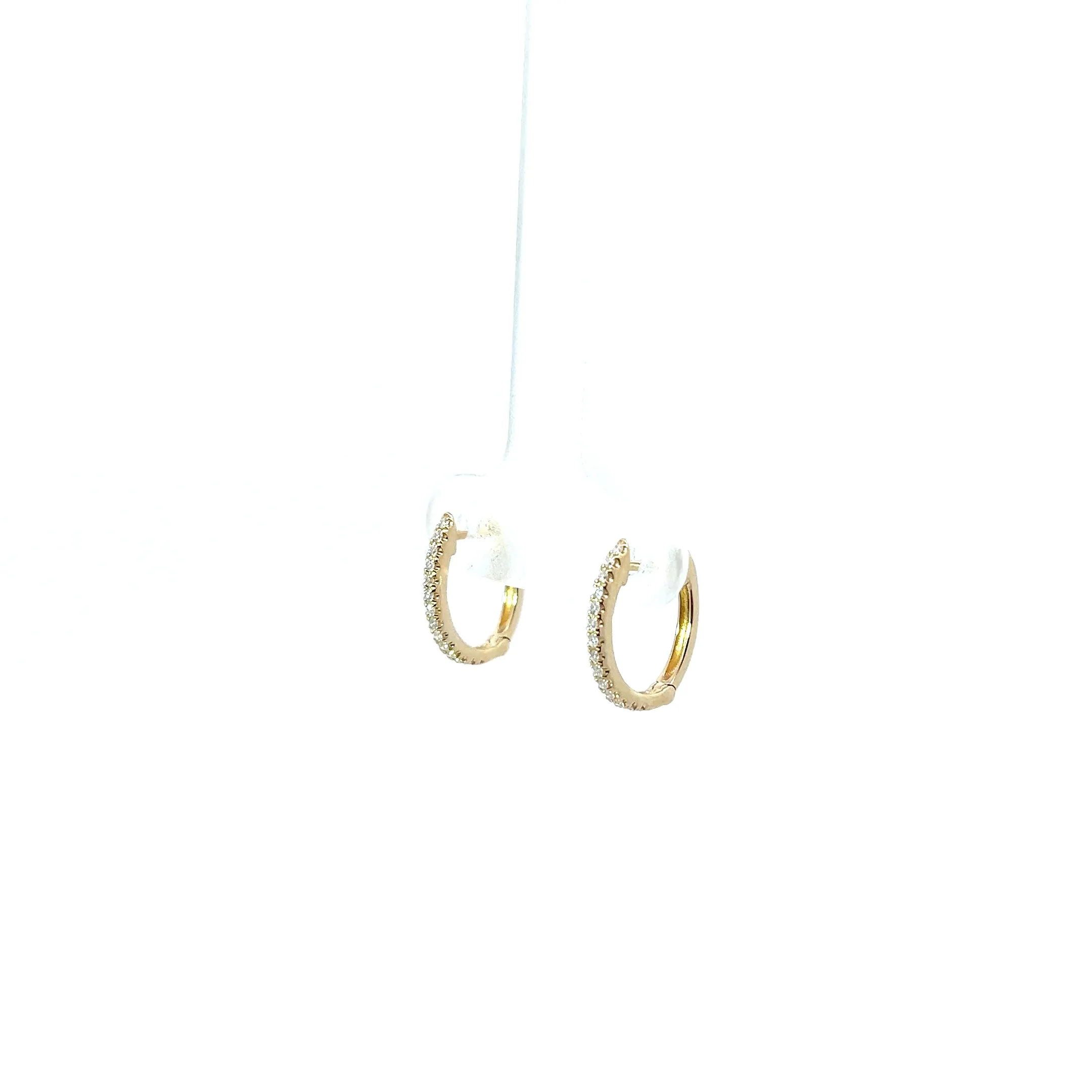 14k White Gold .10ct G SI1 Round Small Diamond Hoop Earrings