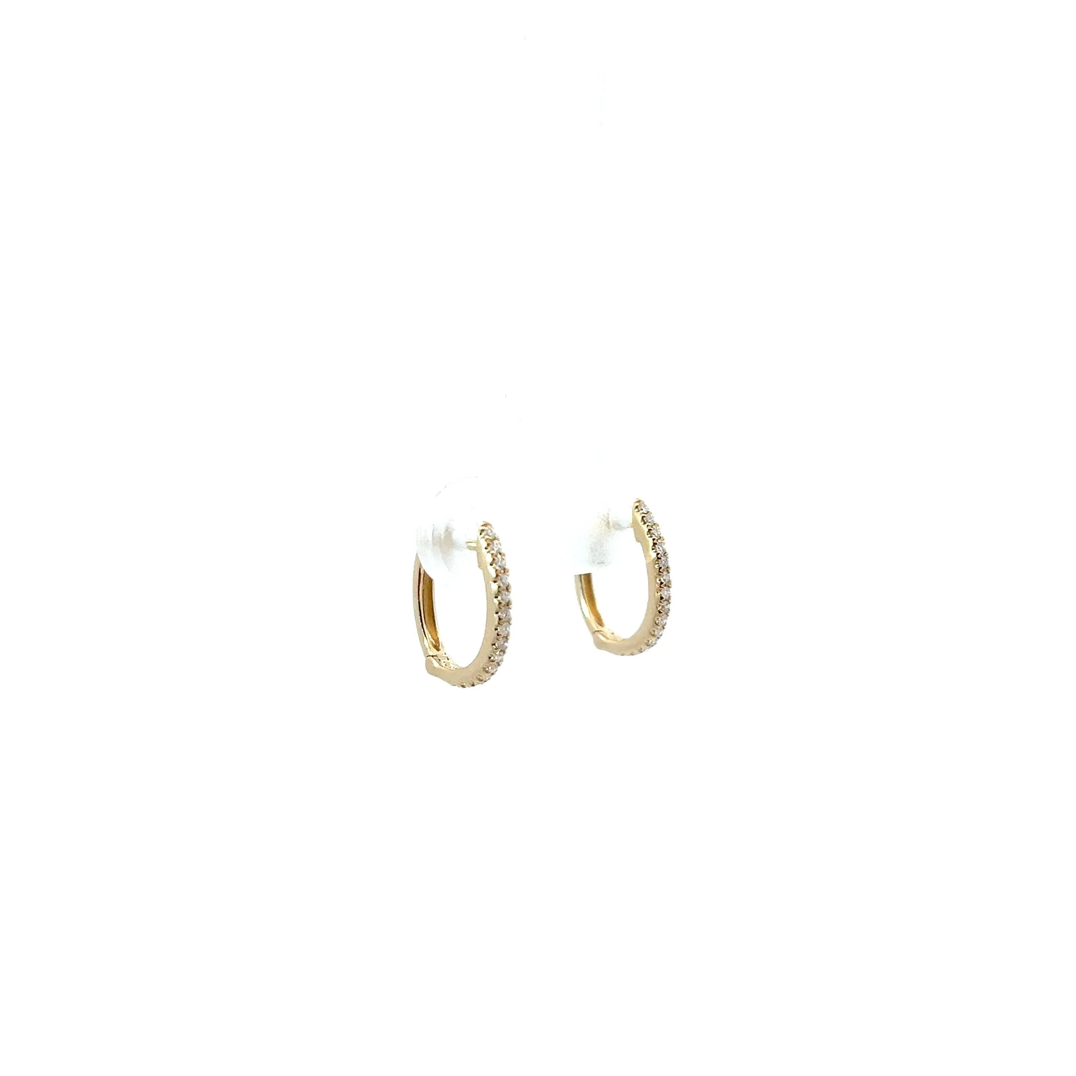 14k White Gold .10ct G SI1 Round Small Diamond Hoop Earrings