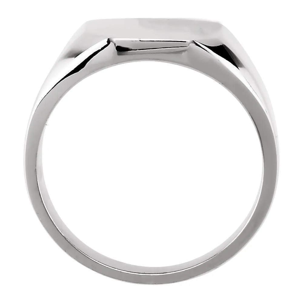 14k White Gold 12x10mm Octagon Signet Ring, Size 6