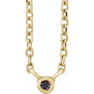 14K Yellow .015 CT Natural Black Diamond 16-18" Necklace
