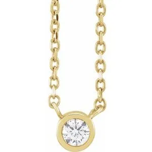 14K Yellow .06 CT Diamond Solitaire 16-18" Necklace