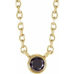 14K Yellow .06 CT Natural Black Diamond 16-18" Necklace
