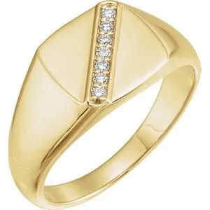 14K Yellow 1/10 CTW Diamond 12 mm Square Signet Ring