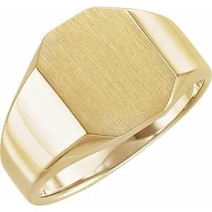 14K Yellow 11x9 mm Octagon Signet Ring