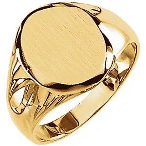 14K Yellow 13x11 mm Oval Signet Ring