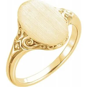 14K Yellow 13x9 mm Oval Signet Ring