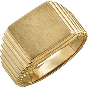 14K Yellow 14x13 mm Rectangle Signet Ring