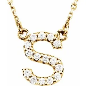 14K Yellow 1/6 CTW Natural Diamond Initial S 16" Necklace