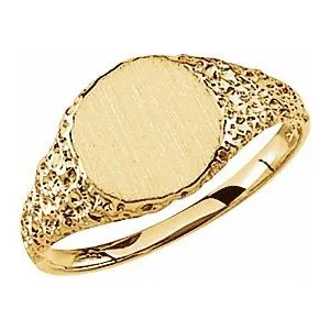 14K Yellow 9 mm Round Signet Ring