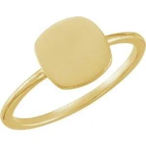 14K Yellow Cushion Engravable Ring