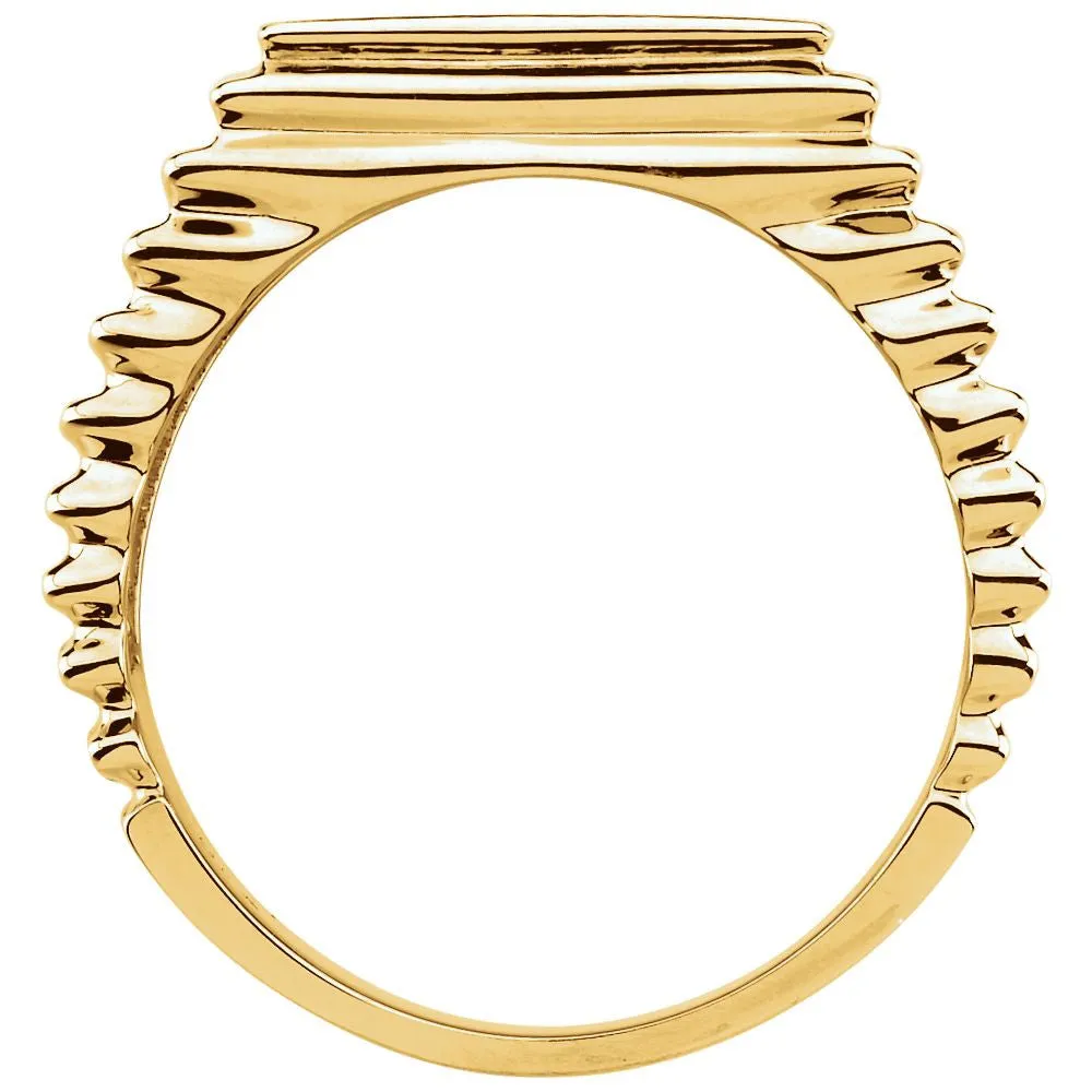 14k Yellow Gold 13x14mm Square Signet Ring , Size 10
