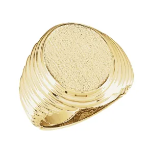 14k Yellow Gold 16x14mm Oval Signet Ring, Size 10