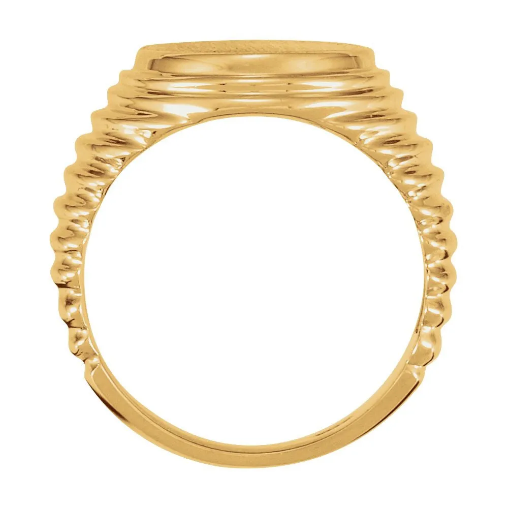 14k Yellow Gold 16x14mm Oval Signet Ring, Size 10