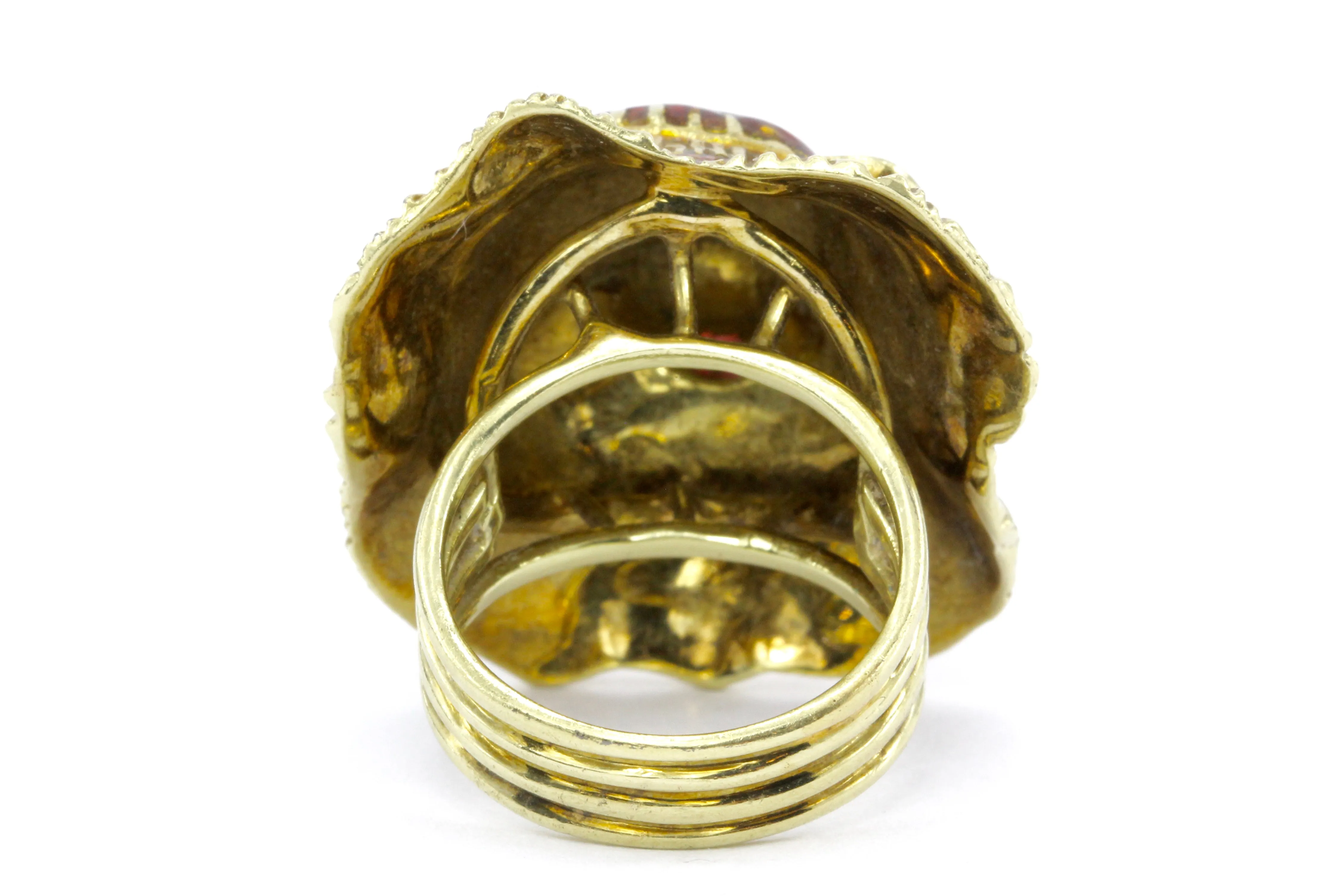 14K Yellow Gold and Enamel Martine Lion Ring