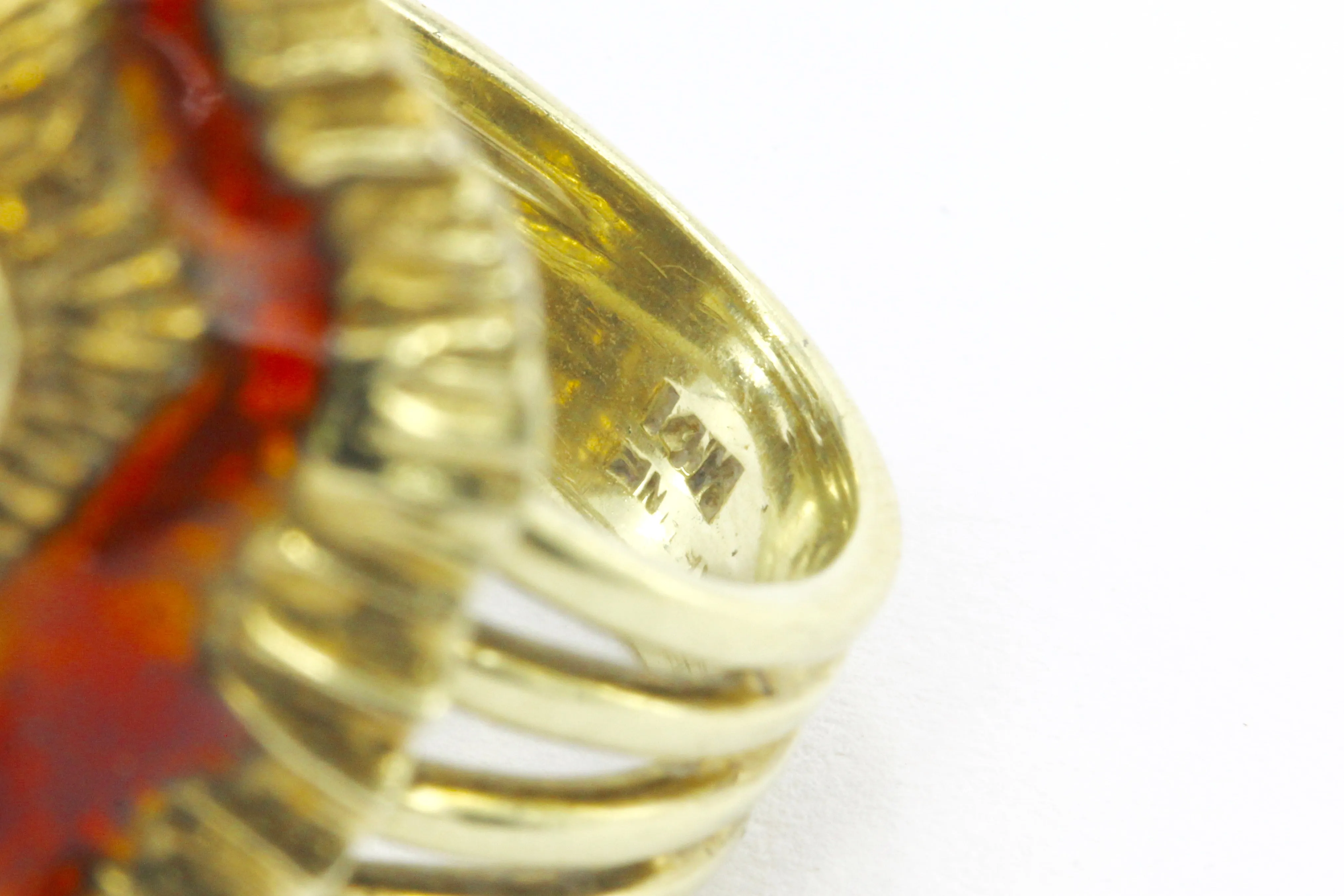 14K Yellow Gold and Enamel Martine Lion Ring