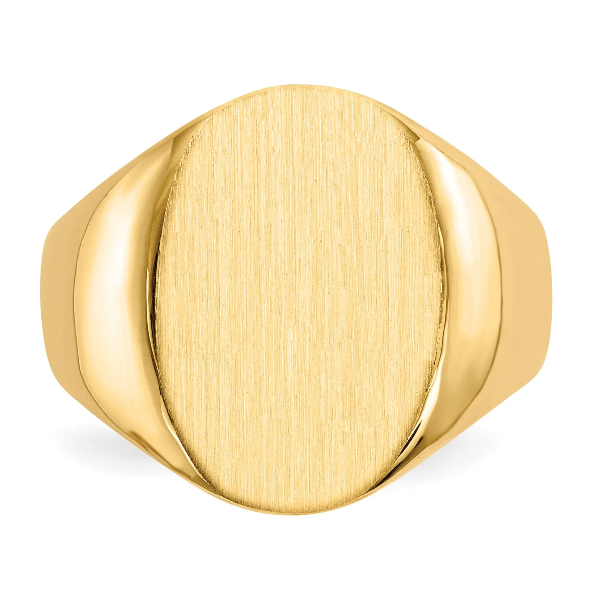 14k Yellow Gold Brushed Solid Polished Signet Ring