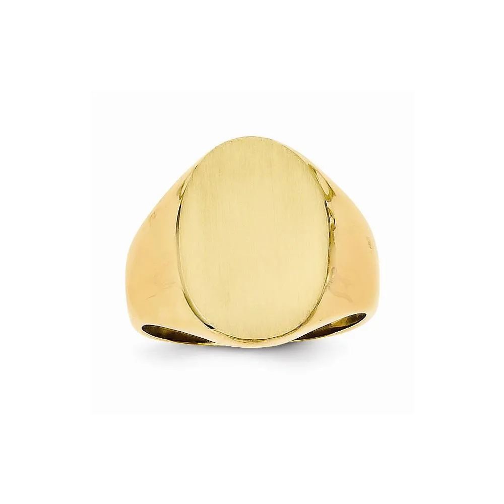 14k Yellow Gold Brushed Solid Polished Signet Ring