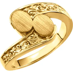 14k Yellow Gold Bypass Signet Ring, Size 6