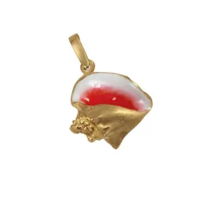 14k Yellow Gold Large Conch Pink Enamel Pendant