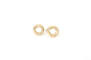 14k yellow gold open circle stud earrings