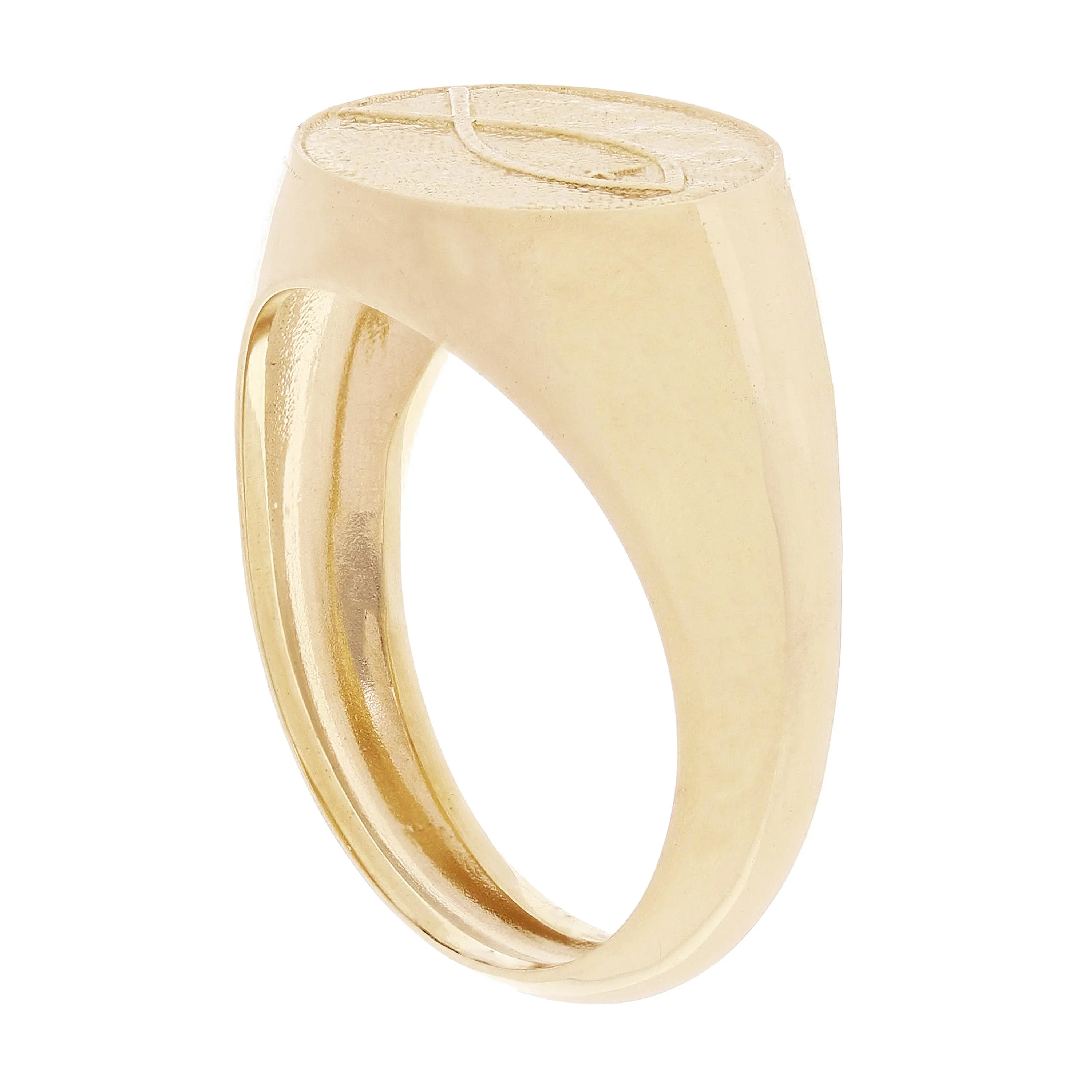 14k Yellow Gold Oval Signet Ichthus Ring Christian Fish Size 8 13.5 mm 6.4 grams