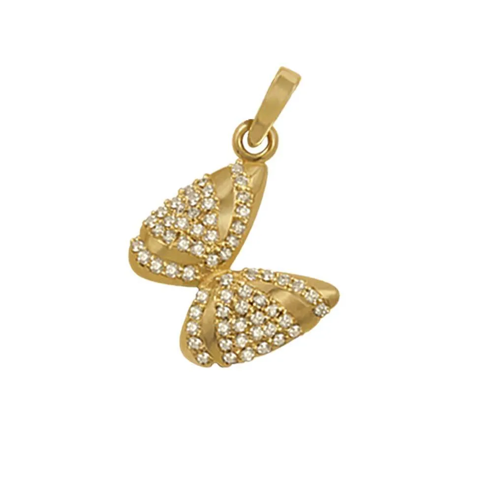 14k Yellow Gold "Sea Jewels" Pavé Diamond Coquina Shell Pendant, D=.38tw