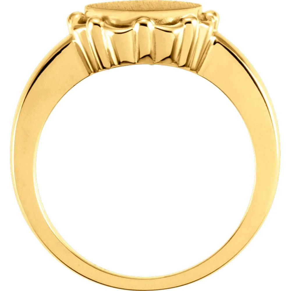 14k Yellow Gold Round Signet Ring, Size 6