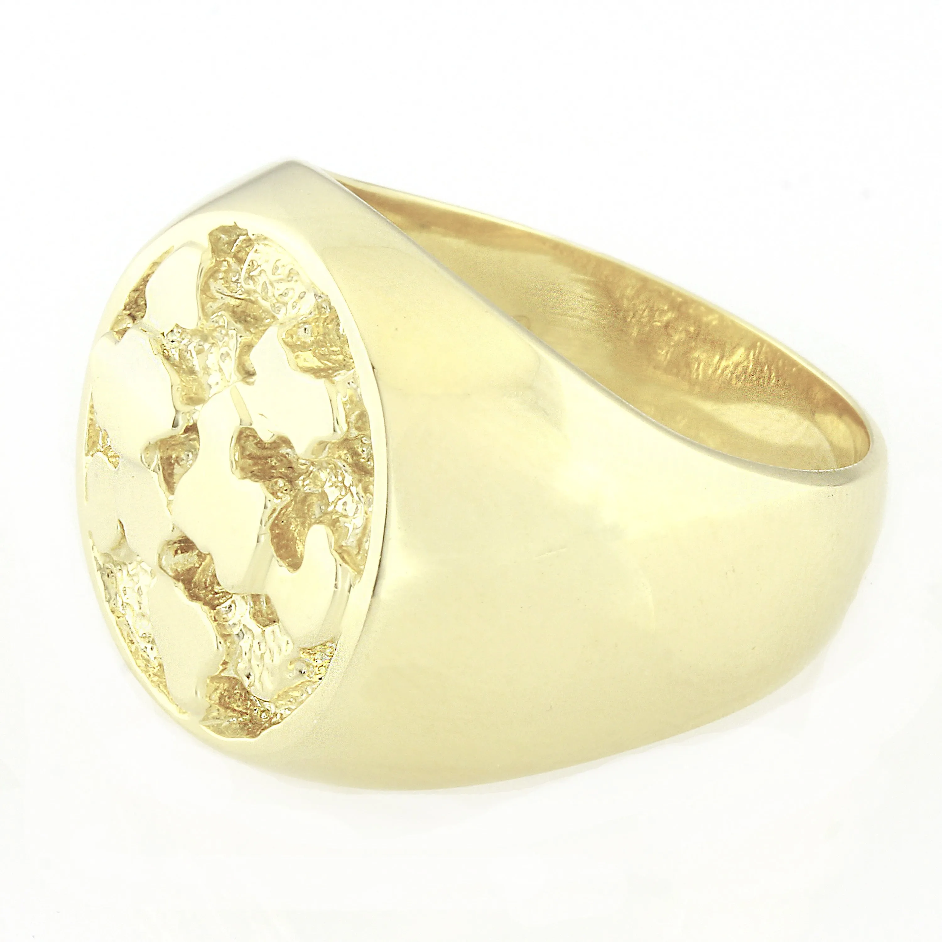 14k Yellow Gold Solid Nugget Signet Statement Ring Sizes 9-12