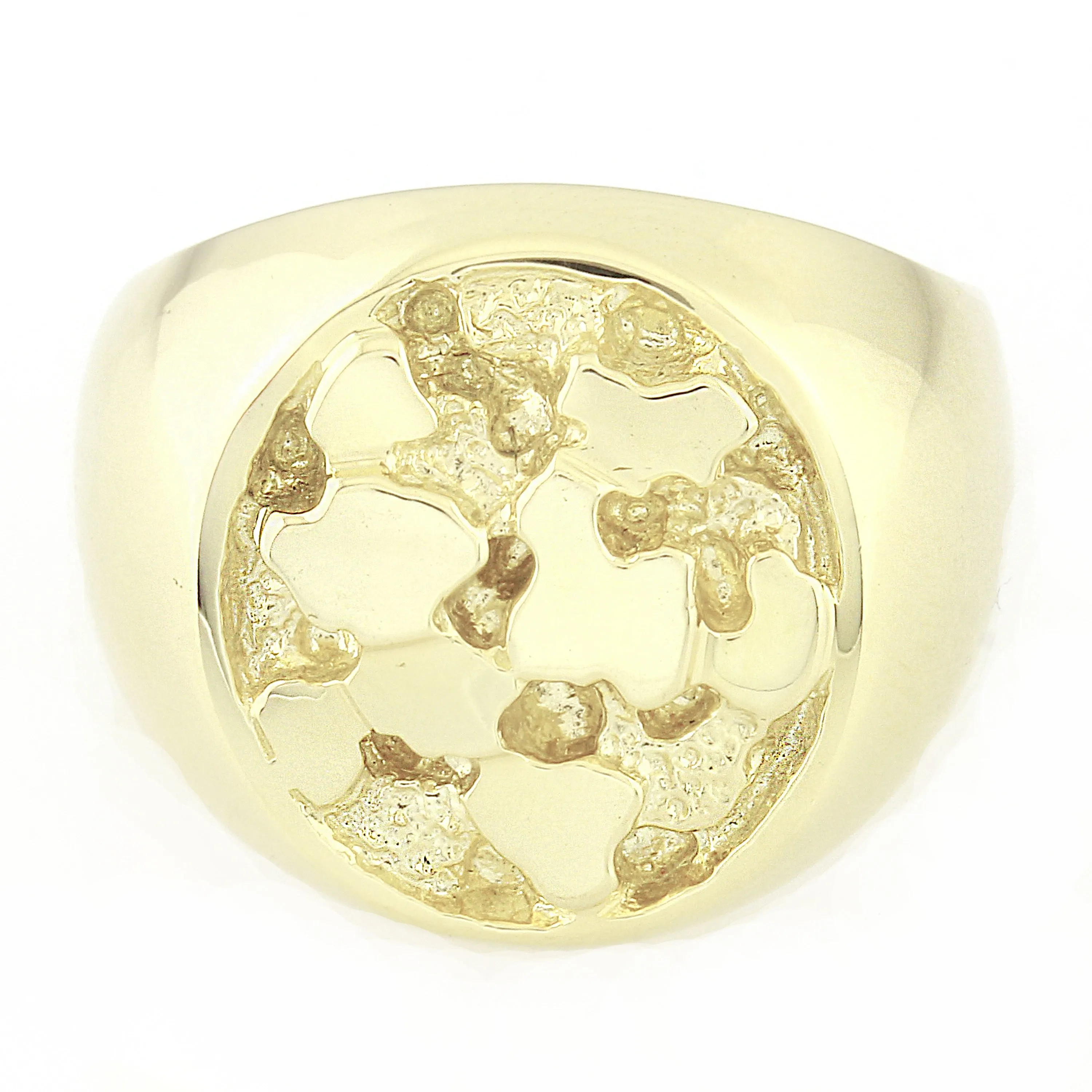14k Yellow Gold Solid Nugget Signet Statement Ring Sizes 9-12