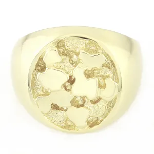 14k Yellow Gold Solid Nugget Signet Statement Ring Sizes 9-12
