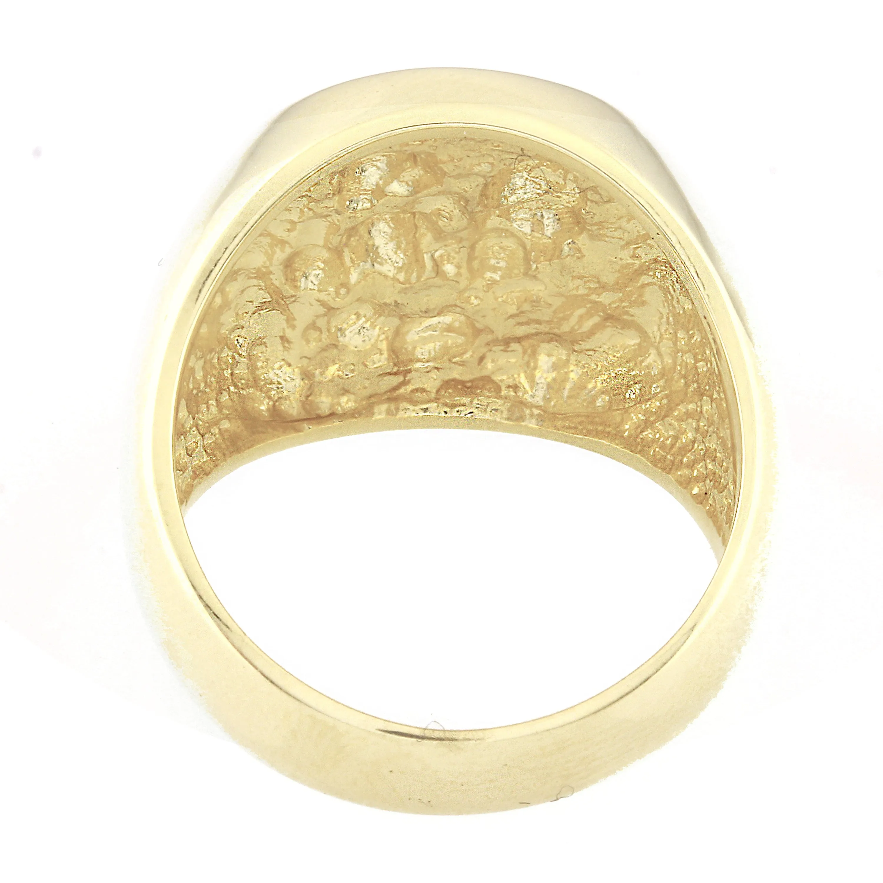 14k Yellow Gold Solid Nugget Signet Statement Ring Sizes 9-12