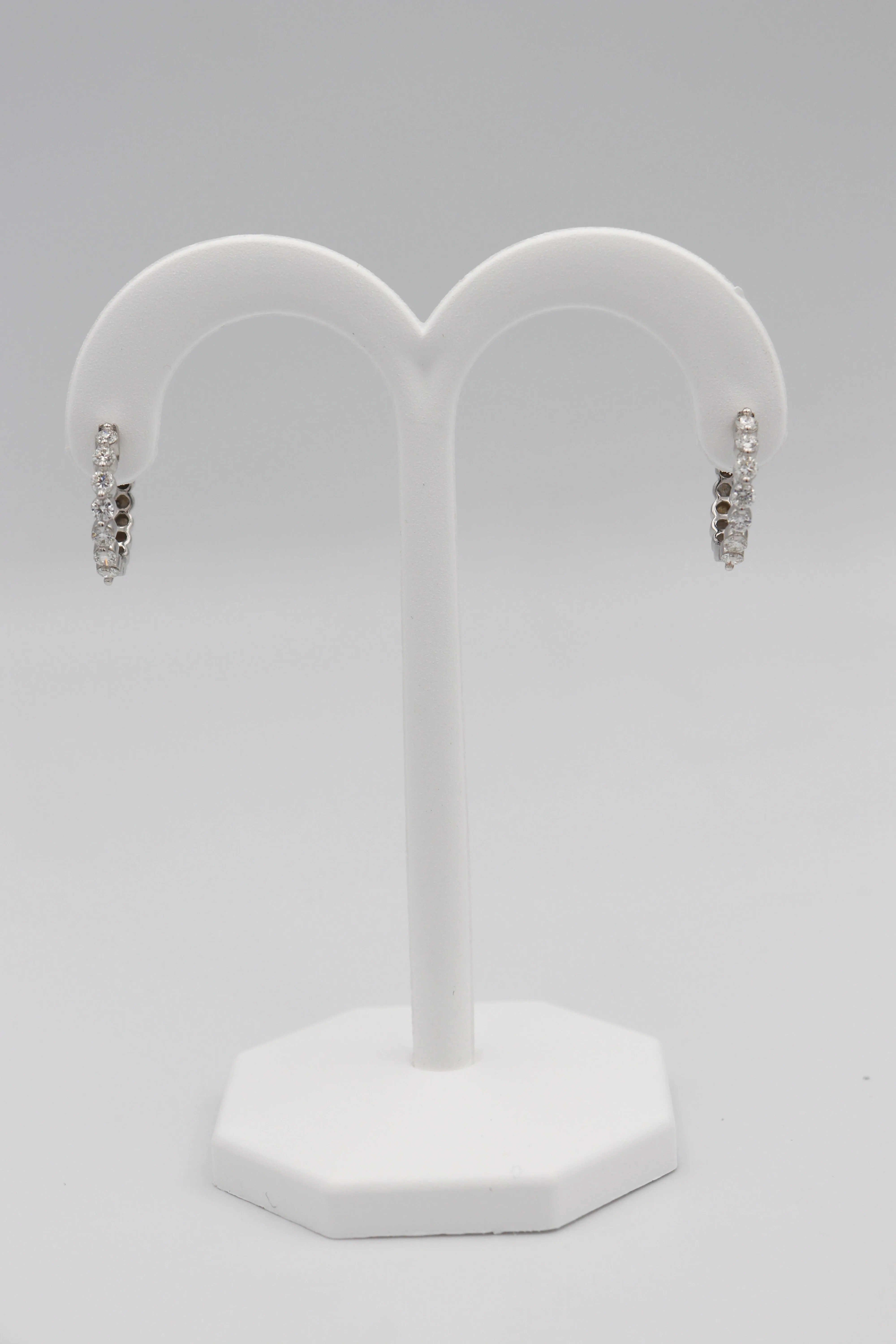 14Karat White Gold Diamond Hoop Earrings
