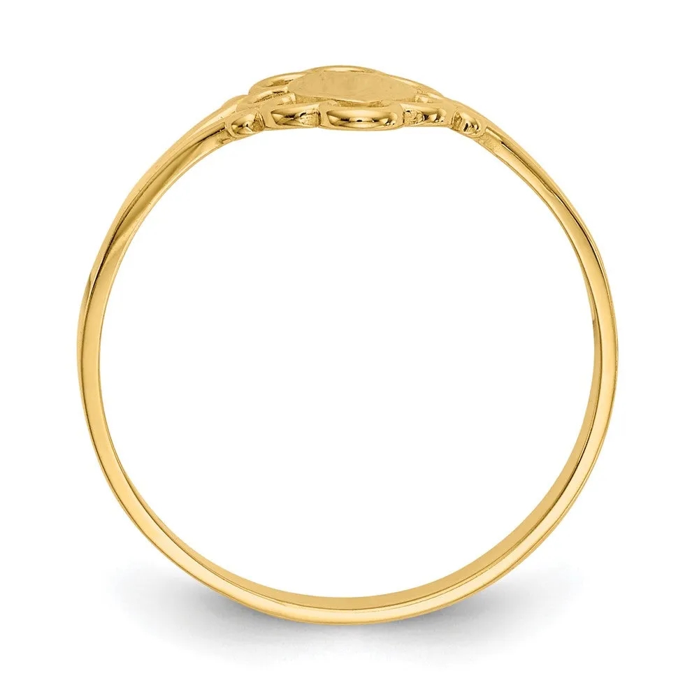 14KT Yellow Gold Childrens Filigree Signet Ring; Size 4.2