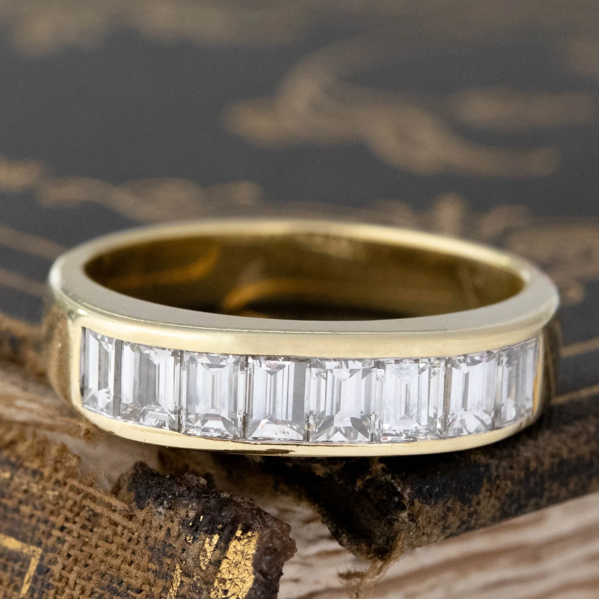 1.84ctw Vintage Baguette Cut Diamond Channel Set Band