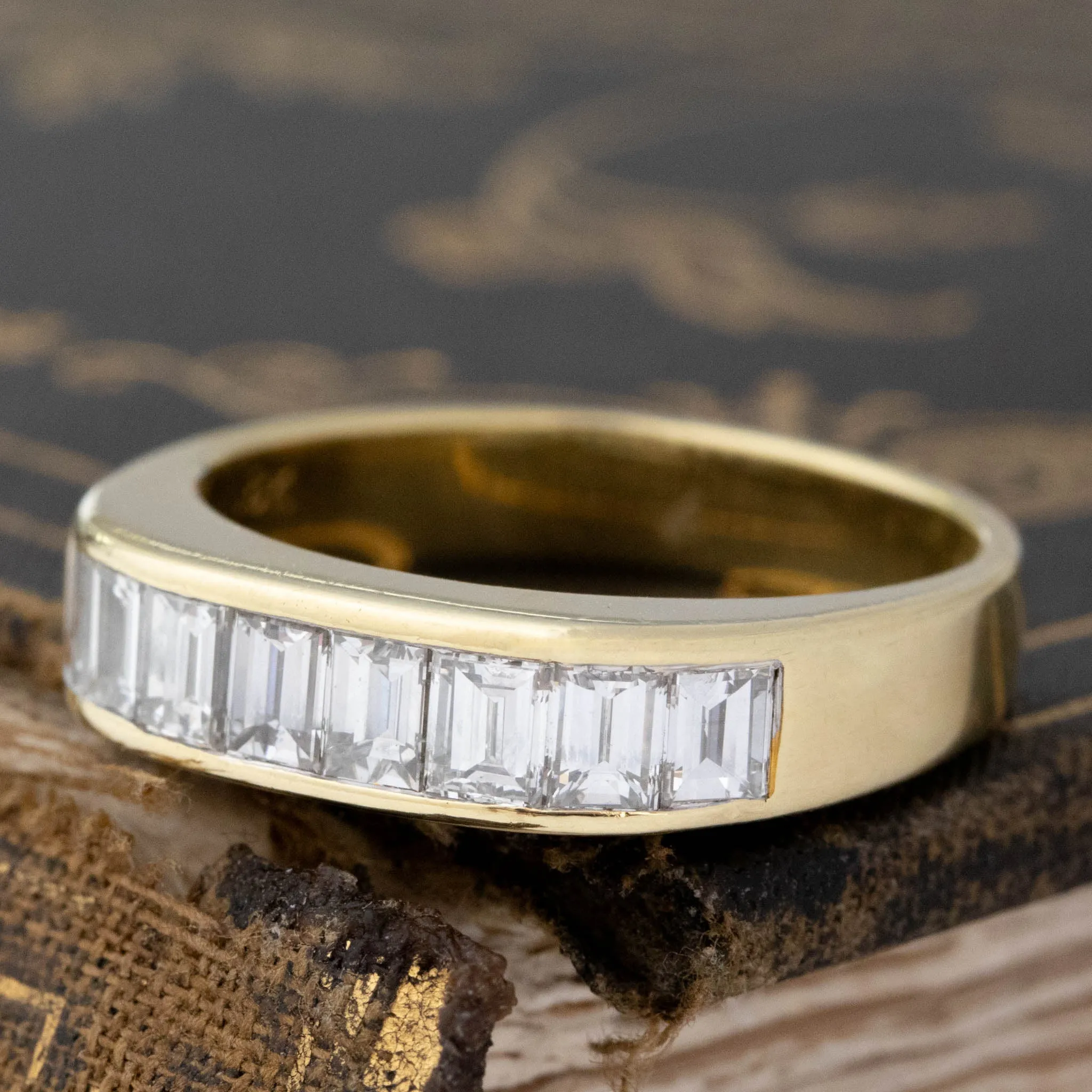 1.84ctw Vintage Baguette Cut Diamond Channel Set Band