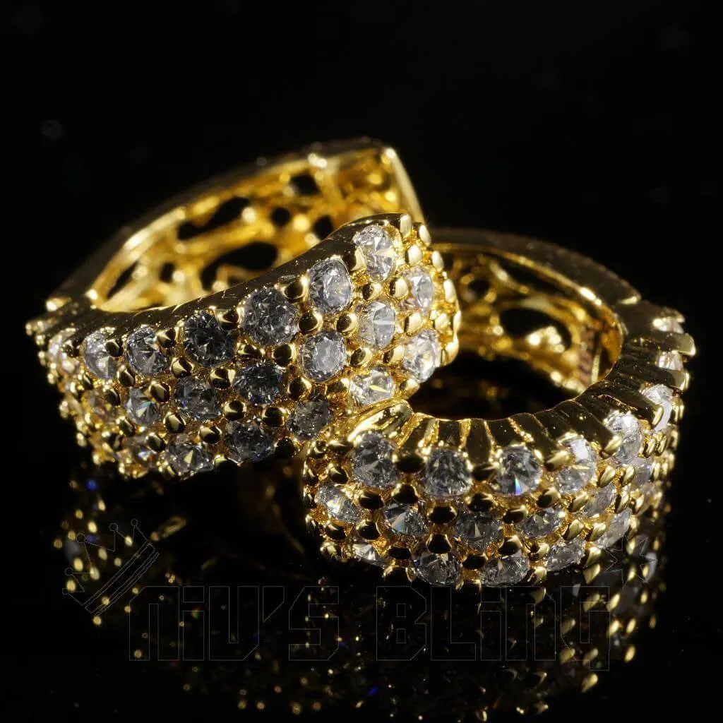18K Gold 3 Row Huggie Hoop Earrings
