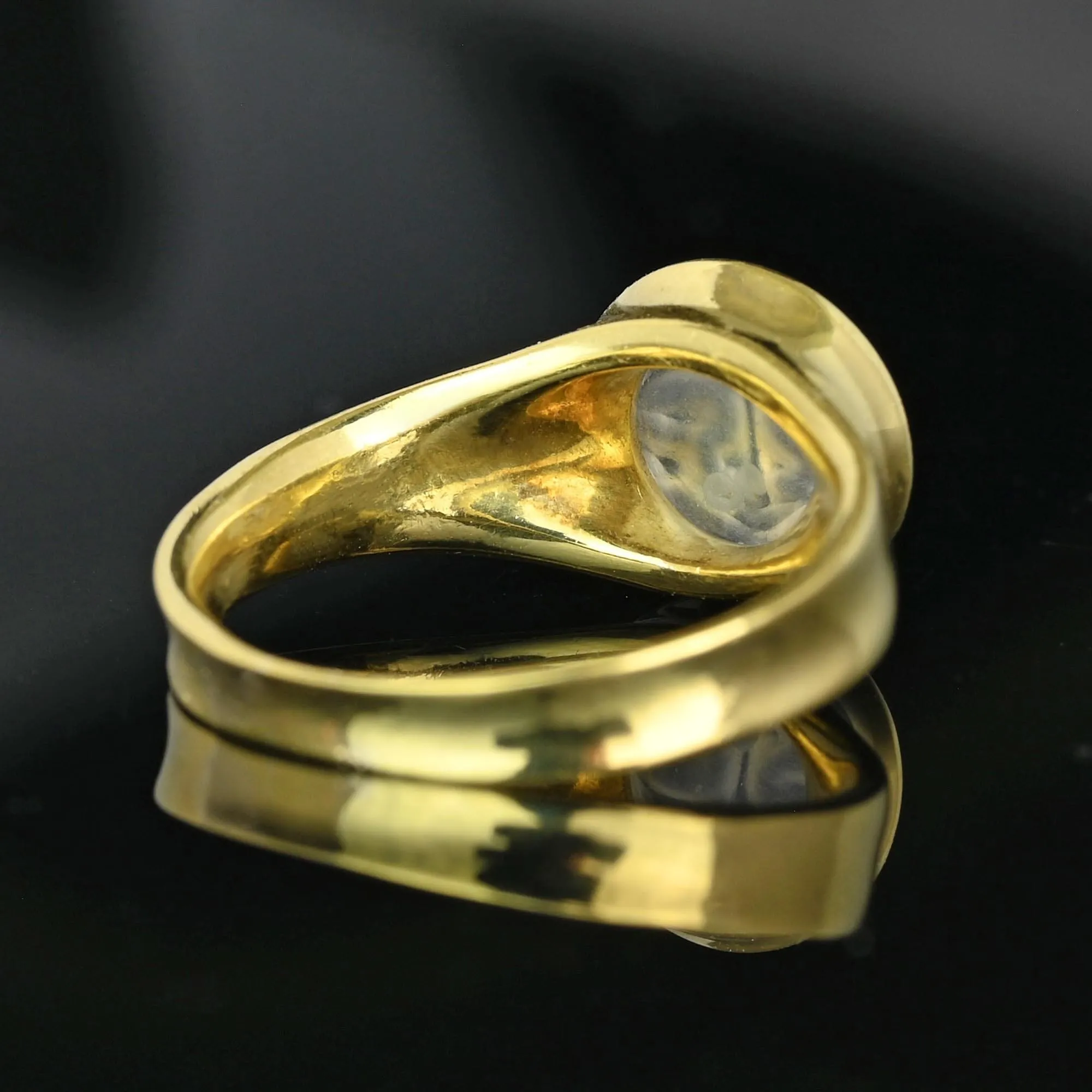 18K Gold Carved Man in the Moon Moonstone Ring, Ed Spencer