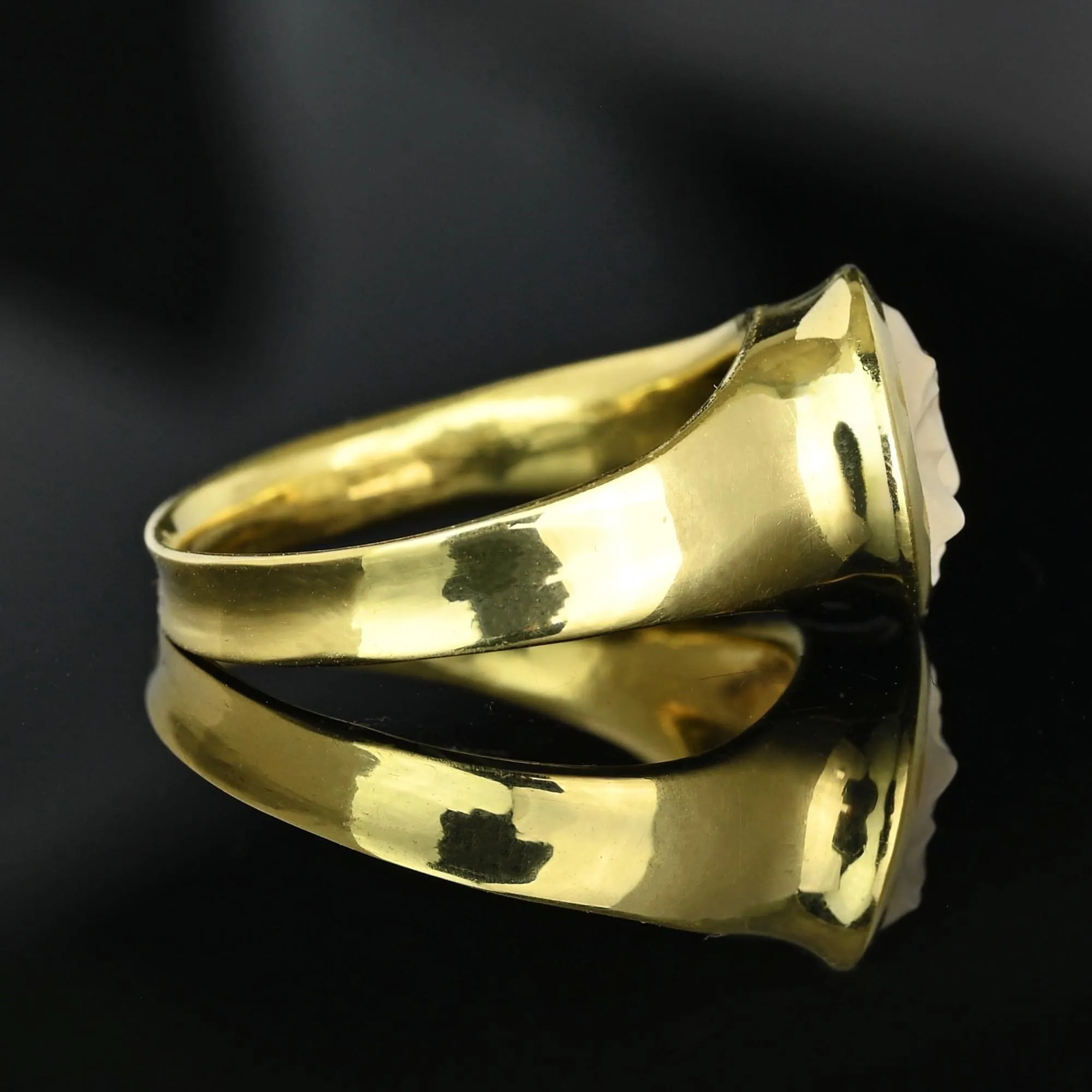 18K Gold Carved Man in the Moon Moonstone Ring, Ed Spencer