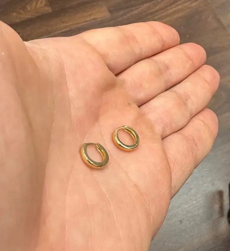 18k Solid Yellow Gold Casting Small Huggie Hoop Earrings