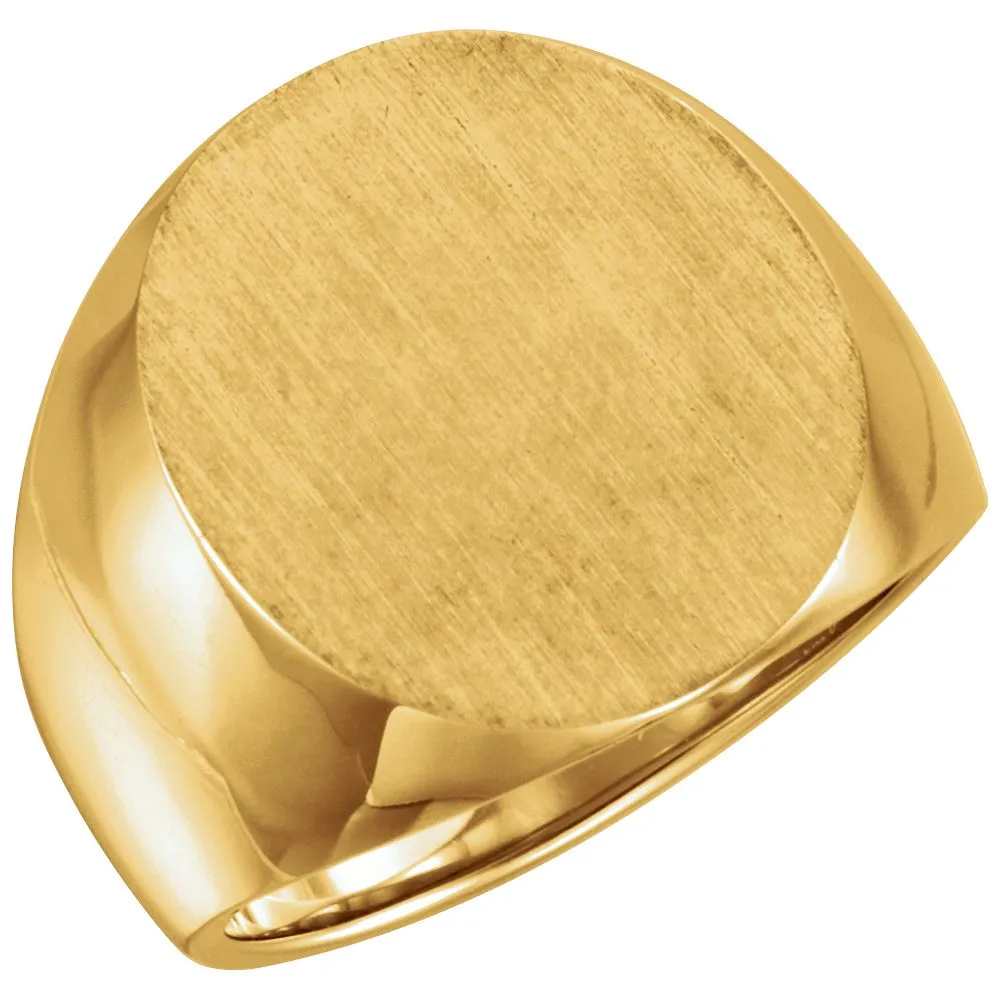 18k Yellow Gold 20x17mm Men's Solid Signet Ring, Size 10