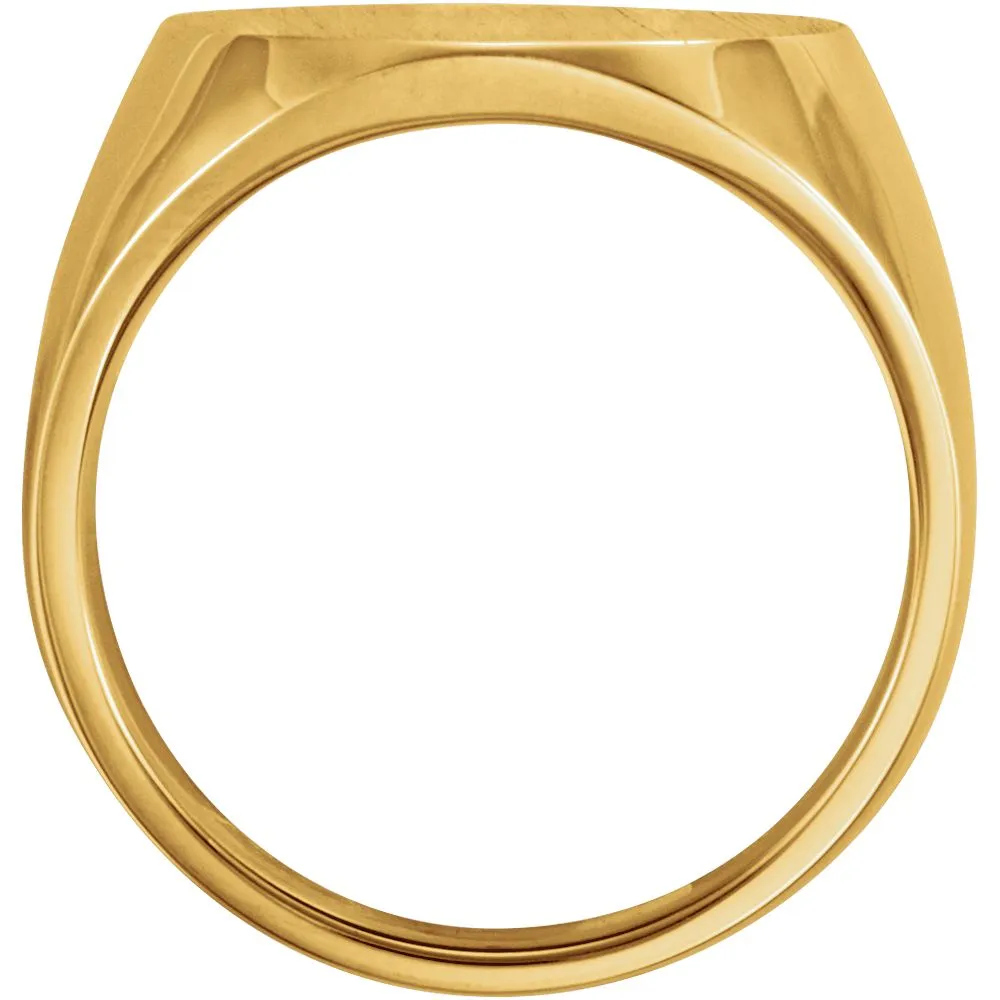 18k Yellow Gold 20x17mm Men's Solid Signet Ring, Size 10
